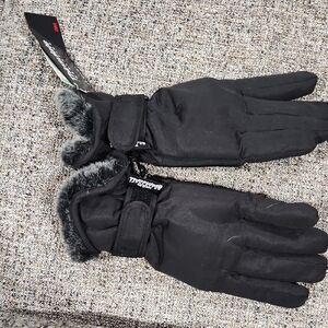 3M Thinsulate Black Gloves with Faux Fur Trim